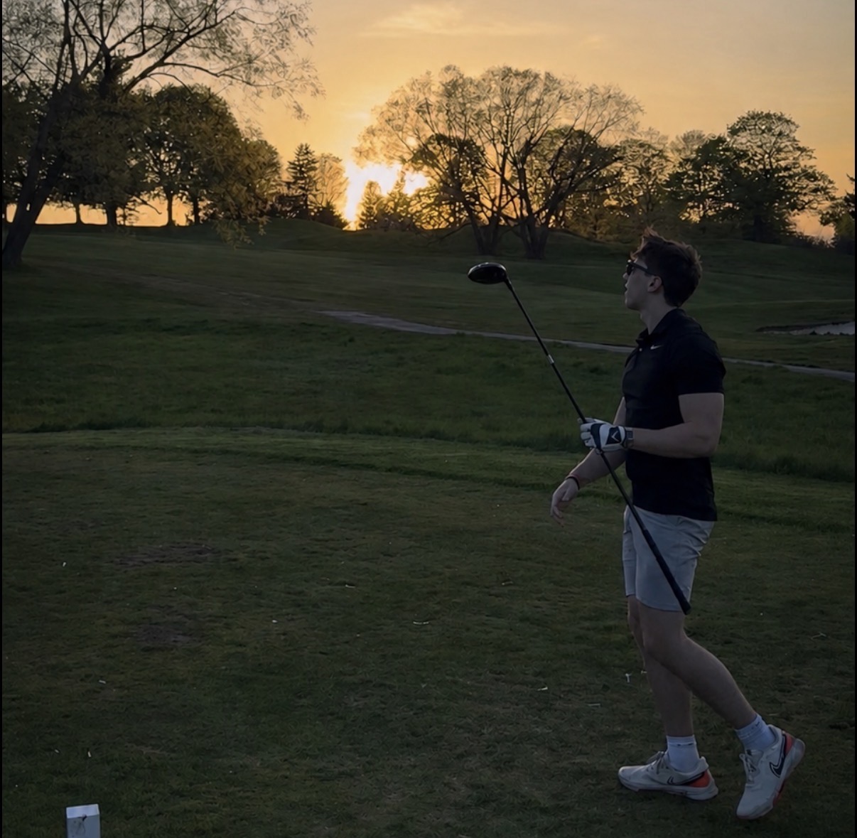 Golf course at sunset